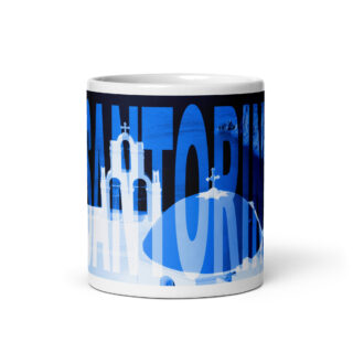 White glossy mug world travel Greece Santorini 003