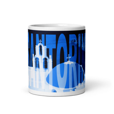White glossy mug world travel Greece Santorini 003