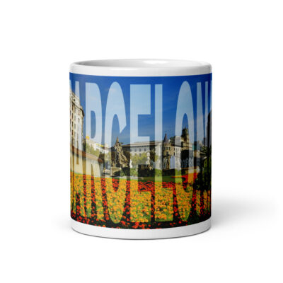 White glossy mug world travel spain barcelona 002
