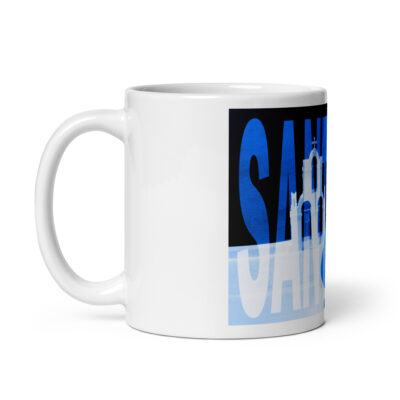 White glossy mug world travel Greece Santorini 003