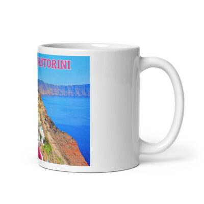White glossy mug world travel Greece Santorini 002